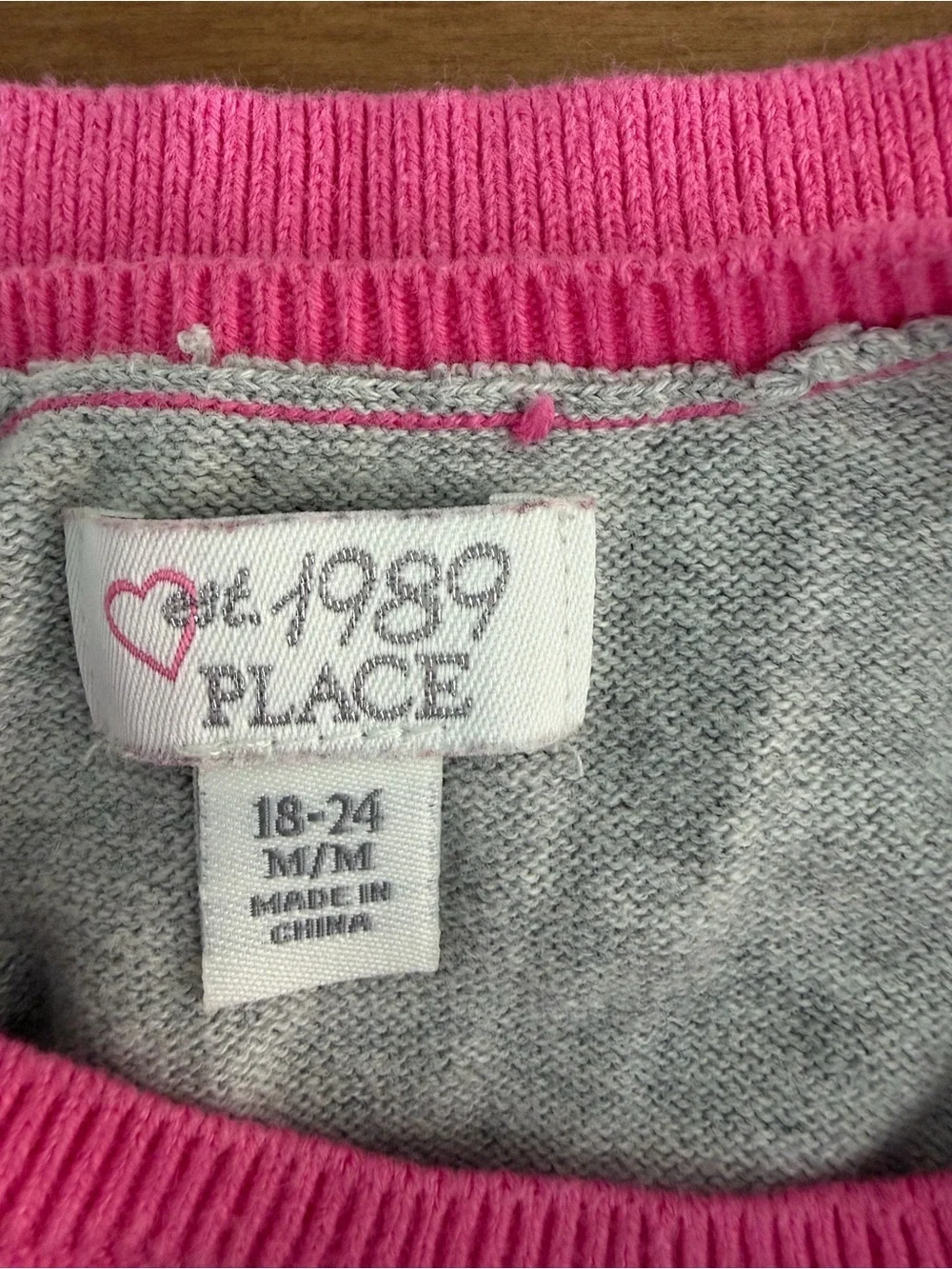 1989 Place Girls' Pink & Gray 'LOVE' Daisy Sweater Size 18-24M
